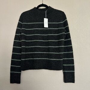 NWT Vince Women's Brushed Wide Stripe Alpaca & Wool-Blend Sweater (M)